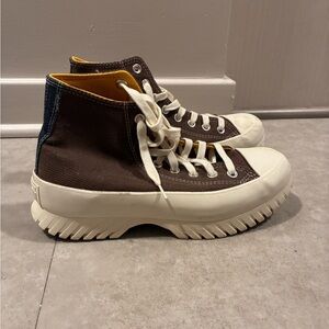 Converse Platform Brown High-Top Sneakers with White Soles W9/M7